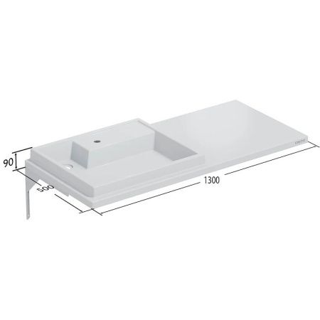 Раковина из искусственного камня СанТа Юпитер 900135 130х50 над стиральной машиной цвет белый 1 отверстие под смеситель