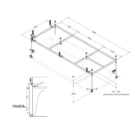 Каркас для ванны Cezares EMP-170-75-MF-R