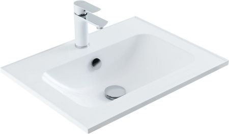 Раковина из искусственного камня Aquanet Арт 00306390 60х50 полувстраиваемая цвет белый 1 отверстие под смеситель