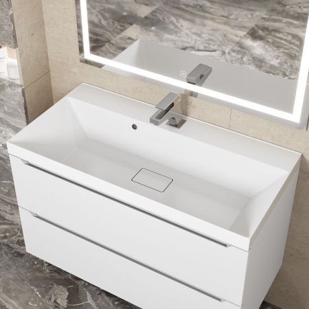 Раковина из искусственного камня Uperwood Classic New 291021026 90х50 полувстраиваемая цвет белый