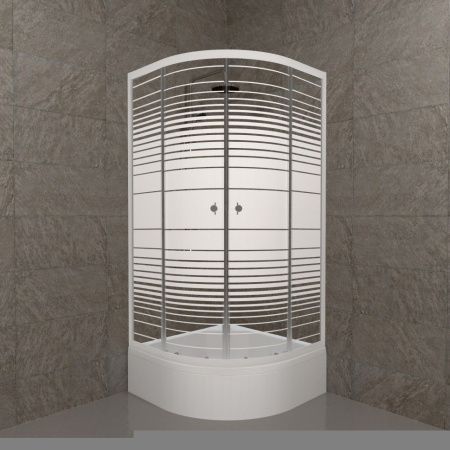 Душевой уголок Тритон Стандарт Щ0000061787 100х100 стекло с рисунком профиль белый с поддоном