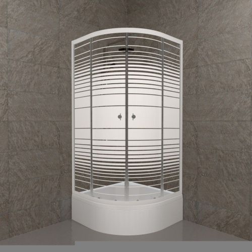 Душевой уголок Тритон Стандарт Щ0000061787 100х100 стекло с рисунком профиль белый с поддоном - фото 3