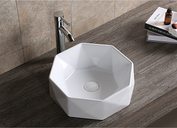 Раковина из сантехнического фарфора Cerutti SPA CR0057 42х42 накладная цвет белый без отверстий под смеситель