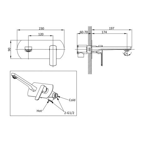 Смеситель для раковины Vincea Next VBFW-1N1MB встраиваемый в стену черный