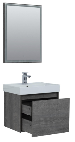 Комплект мебели: тумба с раковиной + зеркало Aquanet Nova Lite 00242923 60,5х45,7х136,5 напольный/подвесной - фото 2
