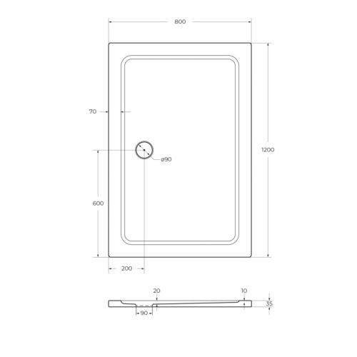 Душевой поддон Cezares TRAY-M-AH-120/80-35-W 120х80 стеклопластик белый - фото 2