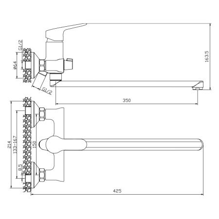 Смеситель для ванны WesnaArt Tis TIS21-320 настенный хром