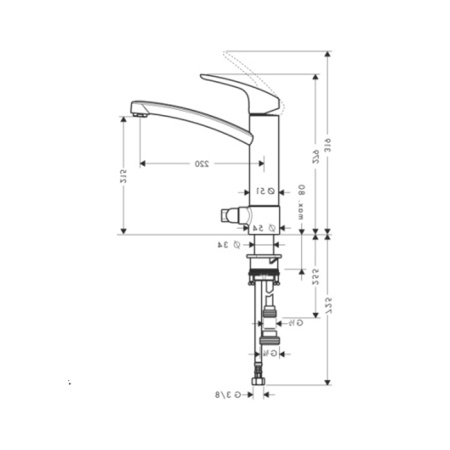 Смеситель для кухни Hansgrohe Metris 31803000 на мойку хром