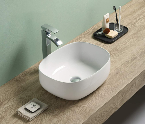 Раковина из фаянса Velvex 78542 47х37 накладная цвет белый без отверстий под смеситель - фото 2