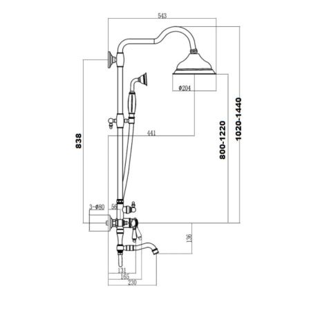 Душевая стойка Savol S-006613H настенная цвет черный