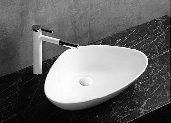 Раковина из сантехнического фарфора Cerutti SPA CR7025M 60х40 накладная цвет белый без отверстий под смеситель