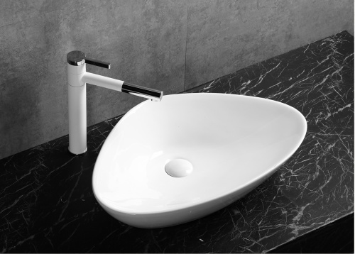 Раковина из сантехнического фарфора Cerutti SPA CR7025M 59х39 накладная цвет белый