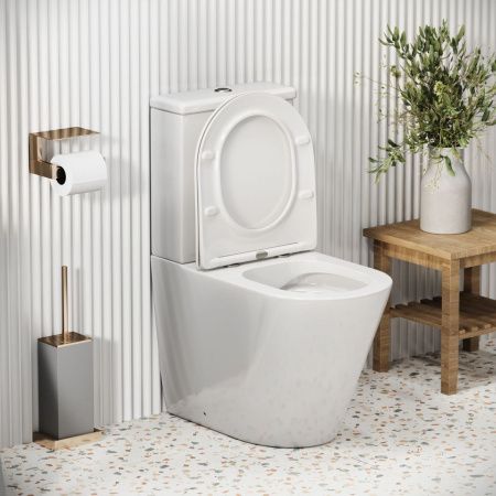 Унитаз напольный с бачком Grossman Color GR-4480S белый с сиденьем микролифт безободковый каскадный смыв