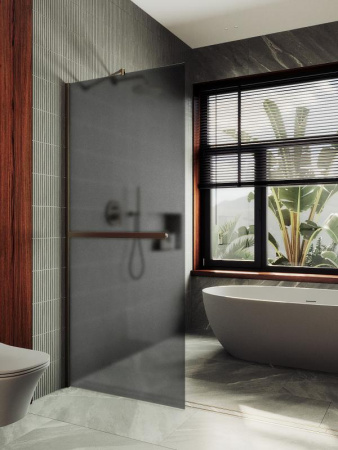 Душевая перегородка Maybah Glass MGD-730-2ш 79х195 стекло тонированное профиль бронза