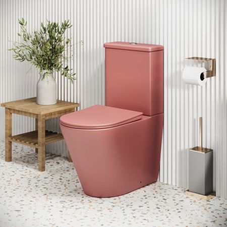 Унитаз напольный с бачком Grossman Color GR-4480PIMS розовый с сиденьем безободковый каскадный смыв