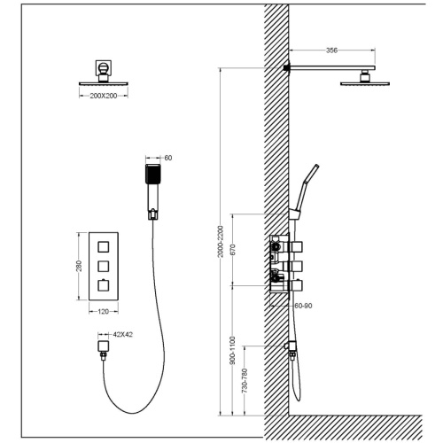 Душевая система Timo Tetra-thermo SX-0179/00SM встраиваемая в стену - фото 3 Душевая система Timo Tetra-thermo SX-0179/00SM встраиваемая в стену - фото 3