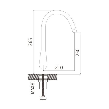 Смеситель для кухни Shevanik S5053T на мойку оружейная сталь
