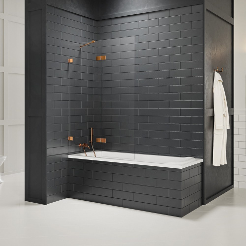 Душевая шторка на ванну New Trendy AVEXA Copper brushed EXK-3810 110х150 стекло прозрачное профиль медь брашированная ориентация левая - фото 2