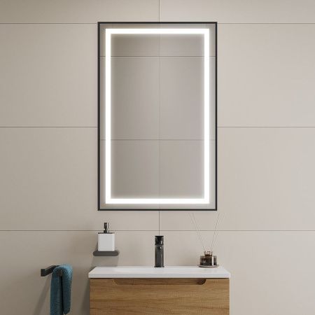Зеркало с подсветкой BelBagno Kraft SPC-KRAFT-500-800-SENS-NERO 50х80 подвесное