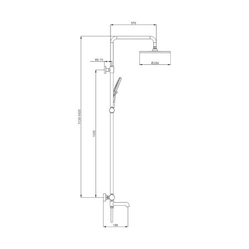 Душевая стойка Raglo R20.24.03 настенная цвет сатин золотой - фото 2