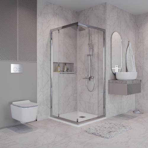 Душевой уголок Niagara Nova NG-6635-34 100х100 стекло прозрачное профиль хром глянцевый без поддона - фото 2