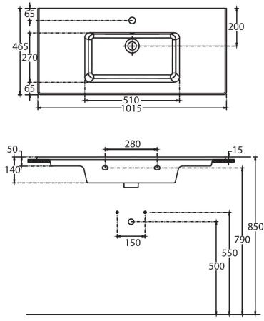 Раковина керамическая Allen Brau Fantasy 4.11027.20 100х50 полувстраиваемая цвет белый 1 отверстие под смеситель