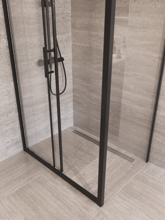Душевой уголок BelBagno UNO-195 UNO-195-AH-1-110/90-C-NERO 110х90 стекло прозрачное профиль черный без поддона