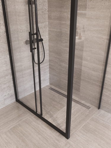 Душевой уголок BelBagno UNO-195 UNO-195-AH-1-110/90-C-NERO 110х90 стекло прозрачное профиль черный без поддона - фото 3