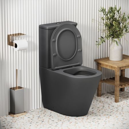 Унитаз напольный с бачком Grossman Color GR-4480GMS серый с сиденьем микролифт безободковый каскадный смыв