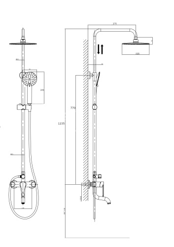 Душевая стойка Rush Denis DN0335-40 настенная цвет хром - фото 2