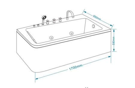 Ванна акриловая Grossman GR-17095-1L 170х95 пристенная асимметричная с ножками