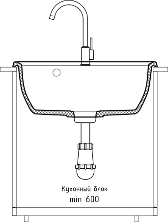 Кухонная мойка Granfest Vertex V-580 графит 58х50 цвет графит поверхность матовая