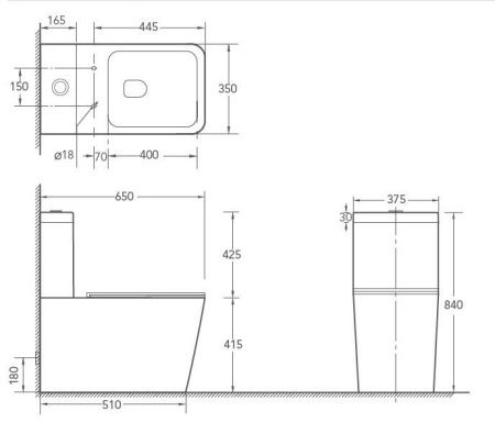 Унитаз напольный с бачком SantiLine SL-5017 цвет белый с сиденьем микролифт безободковый смыв воронка-водоворот