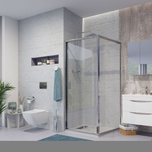 Душевой уголок Niagara Nova NG-62-8A-A90 90х80 стекло прозрачное профиль хром без поддона - фото 2