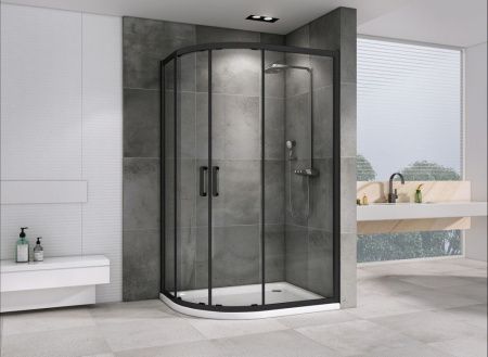 Душевой уголок Abber Schwarzer Diamant AG01190B 100х90 стекло прозрачное профиль черный без поддона