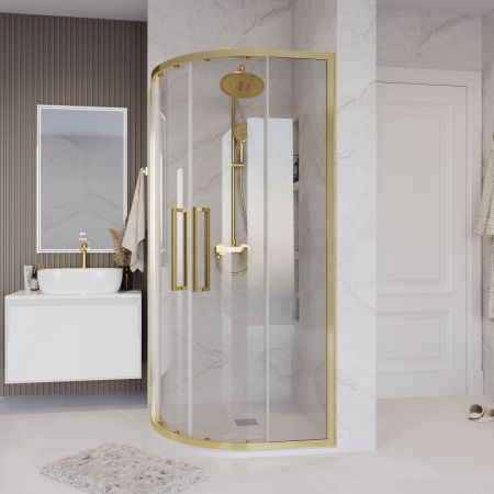 Душевой уголок Grossman Cosmo 301.K33.02.9090.32.00 90х90 стекло прозрачное профиль золото без поддона