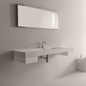 Раковина из сантехнического фарфора Kerasan Cento 353501*1 140х45 накладная цвет белый 1 отверстие под смеситель