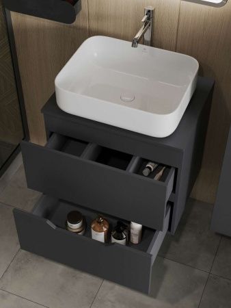 Тумба с раковиной Orange Line Li-60TugMDF+B05-500W 60х50 подвесная цвет черный