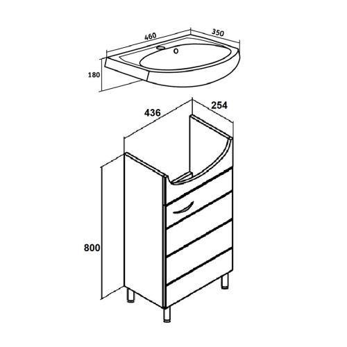 Тумба под раковину Runo КИПАРИС 00000000880 40х30 напольная цвет белый - фото 4