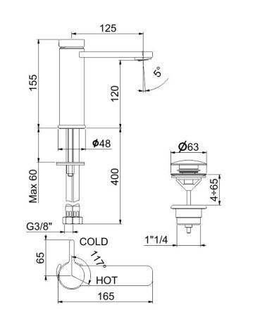 Смеситель Webert Coral CO830102560 на раковину черный