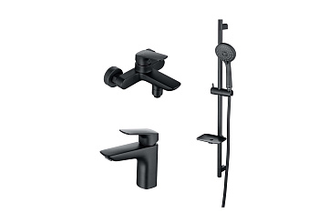 Комплект смесителей Aquatek ВЕГА AQ1030MB настенный черный матовый без термостата