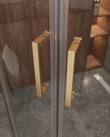 Душевой уголок Cezares MOLVENO MOLVENO-R-22-90+20-C-BORO-IV 110х110 стекло прозрачное профиль золото брашированное без поддона