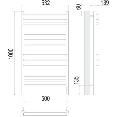Полотенцесушитель электрический Terminus 4670078527134 55х100 хром