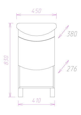Тумба под раковину Onika Селена 104505 41х28х68 напольная
