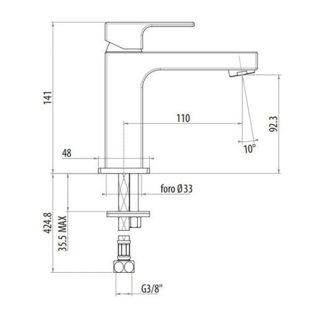 Смеситель Gattoni Kubik 2582/25NO на раковину черный