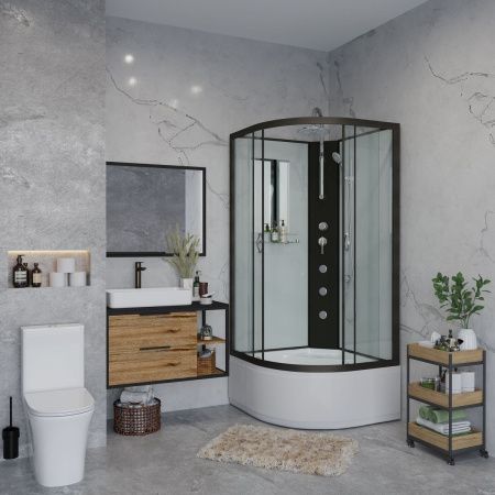 Душевая кабина Niagara Classic 67091414BKTG 100х100 четверть круга без крыши ориентация универсальная