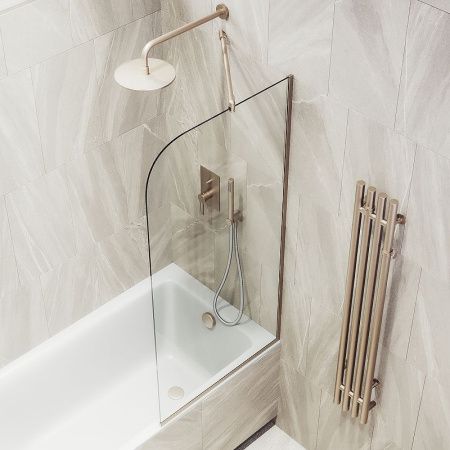 Душевая шторка на ванну Maybah Glass MGV-131-2у 35х140 стекло прозрачное профиль бронза ориентация универсальная