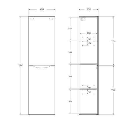 Шкаф-пенал BelBagno Fly-Marino FLY-MARINO-1500-2A-SC-RG-P-R 40х150 подвесной цвет бежевый
