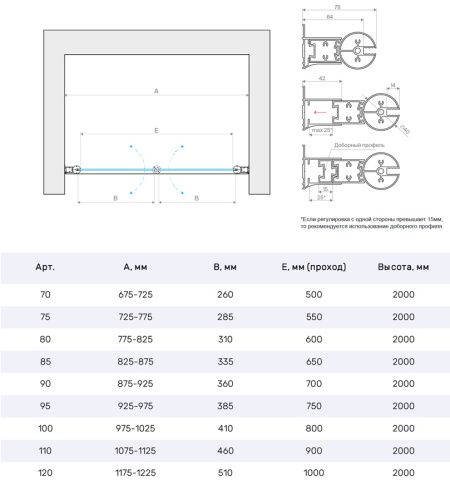 Душевая дверь Vegas-Glass E2P NOVO E2P NOVO h2000 120 02М 05 120х200 стекло тонированное профиль черный - фото 3