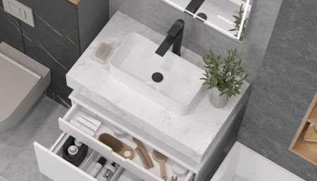 Столешница Velvex UNIT st.UNI.80-630 80х50 подвесная цвет белый